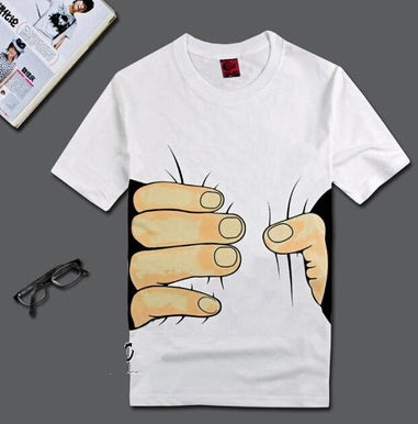 Camiseta de manga corta de algodón con estampado 3D de mano grande - FIRUSHOP